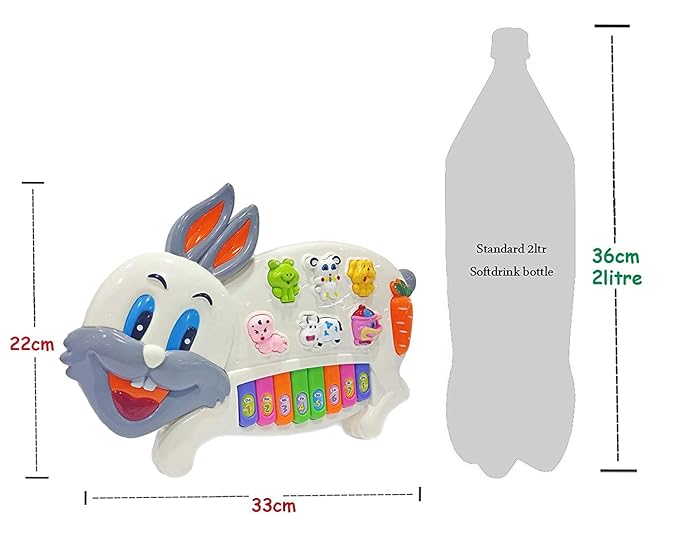 Musical Rabbit Piano Toy with Flashing Light & Sound for Kid Early Development Musical Toy