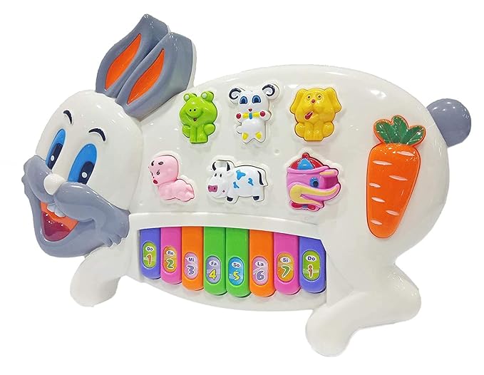 Musical Rabbit Piano Toy with Flashing Light & Sound for Kid Early Development Musical Toy