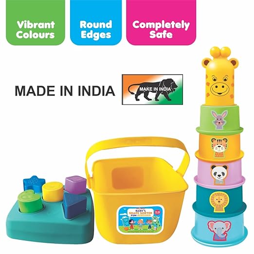 Toymate Cuppy Shappy- All In 1 Sorting Stacking Nesting Cups Shapes&Color Toy Games Montessori Activity Blocks Puzzles
