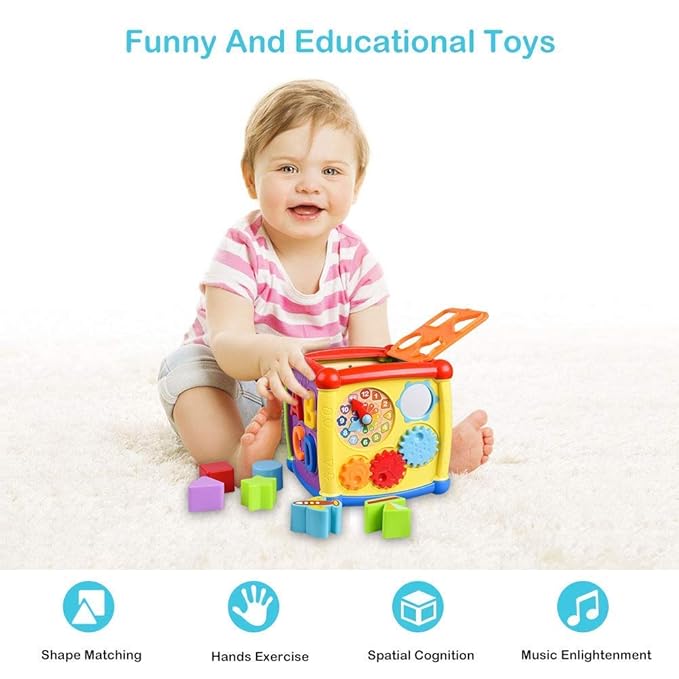 Enterprise Activity Cube Baby Toy For 6 To 12 Months Toddler Piano Center Best First Birthday Gift For 1 Year Old Girl Boy 6 In 1 Busy Learners Educational Toys Multi color