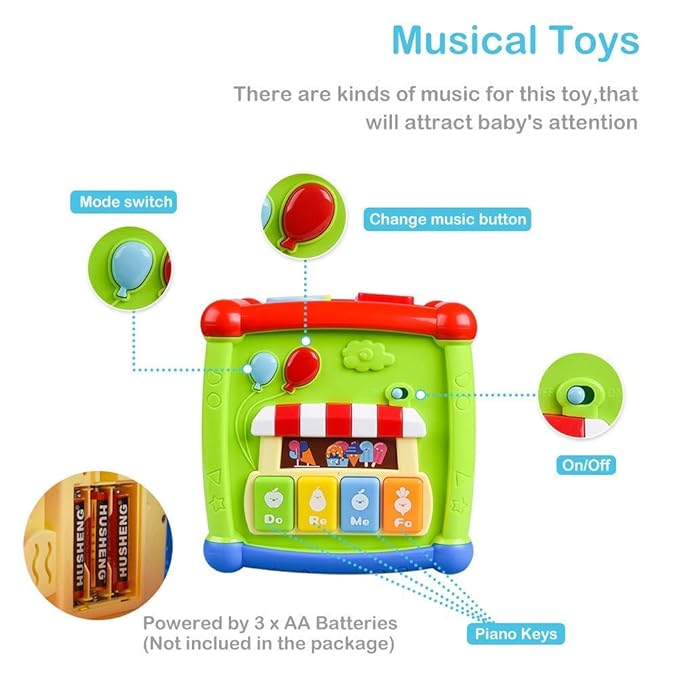 Enterprise Activity Cube Baby Toy For 6 To 12 Months Toddler Piano Center Best First Birthday Gift For 1 Year Old Girl Boy 6 In 1 Busy Learners Educational Toys Multi color