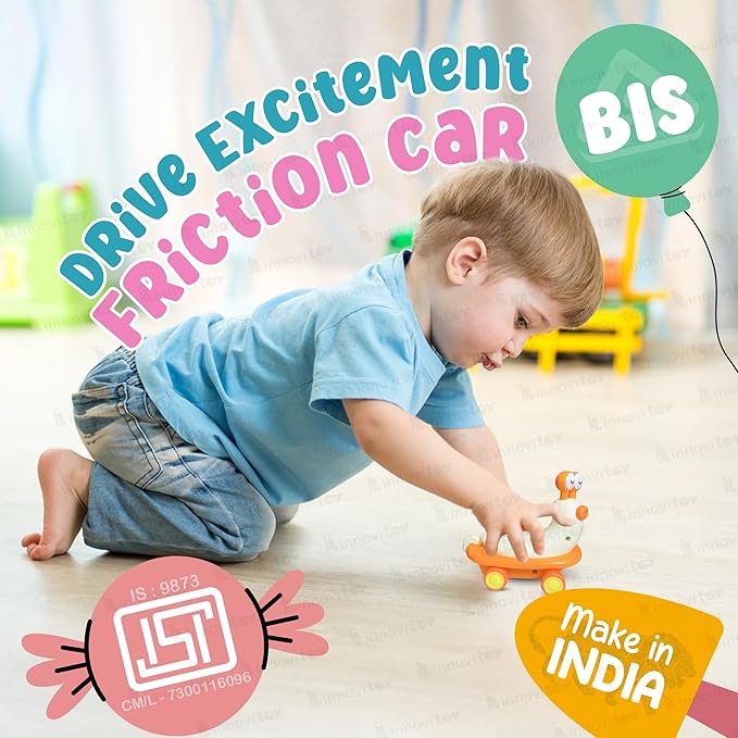 Innovitoy 5-in-1 Spinner Yellow Snail Spinner with 5 Play Modes Suction Cup & Friction car. Perfect Sensory Gift for 0-3 Years Babies