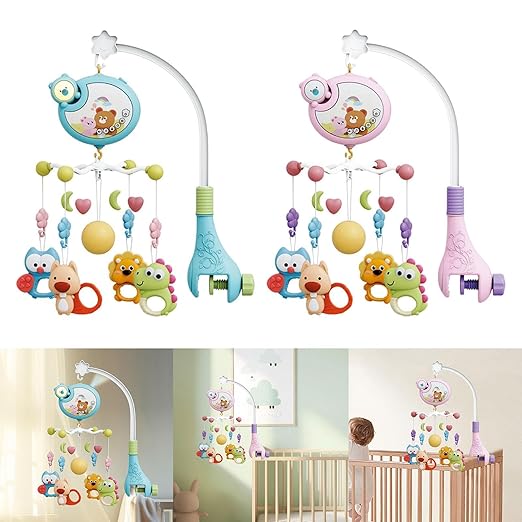 Baby Musical Crib Mobile – Cute Educational Music Toy for Newborns (0–12 Months), Blue