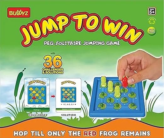 Froggy hopscotch - Jump to Win Game Peg-Solitaire Jumping Game for Kids with 36 Challenges and Solutions