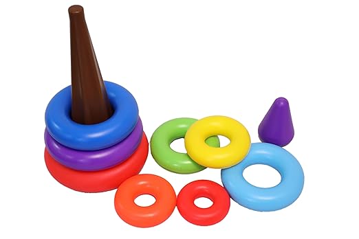 UA Toys Girnar Rainbow Stacking Rings in Poly Bag for Kids and Toddlers (Multicolor)