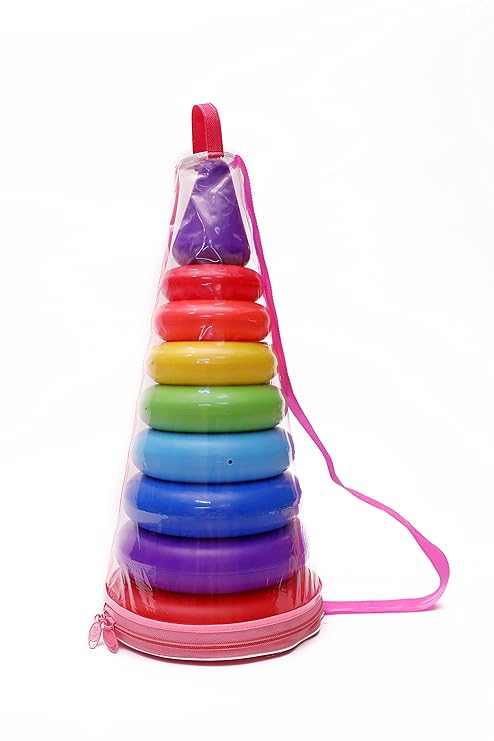 UA Toys Girnar Rainbow Stacking Rings in Poly Bag for Kids and Toddlers (Multicolor)