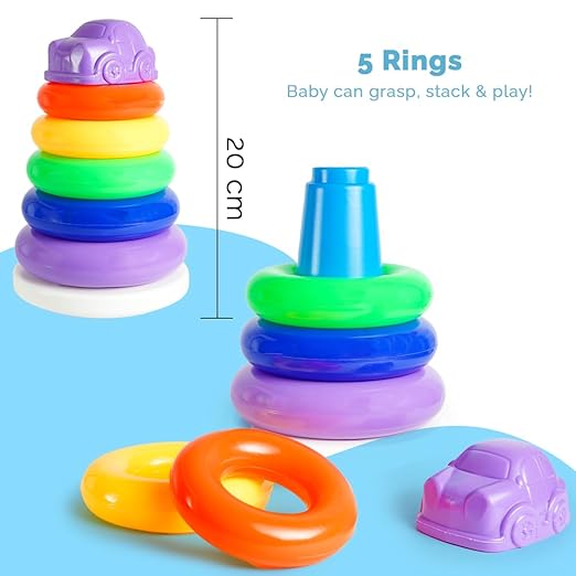 Ratna’s My First Play 5-in-1 Set – Rocket Stacker, Teddy Roly Poly, Shape Sorter, Ball Car, Lion