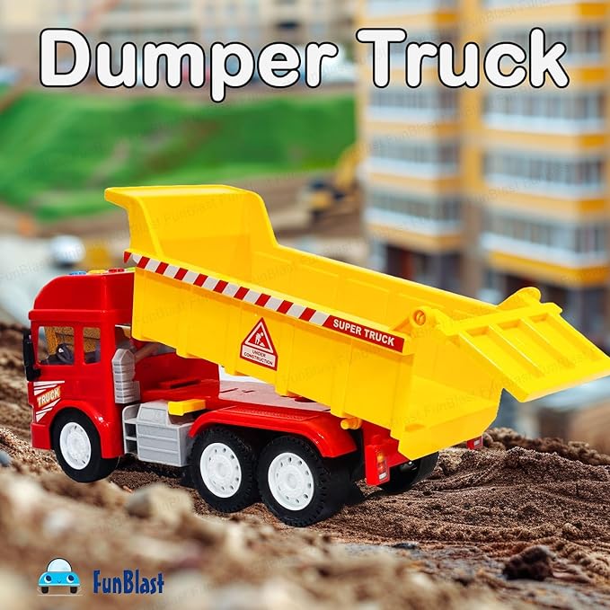 Dumper Truck Toy & Excavator Toy - 2 in 1 Dumper Truck and Excavator Toys for Kids Friction Power Toy Trucks for 3 Years Old Boys and Girls Light & Sound Toy for Kids (Multicolor)