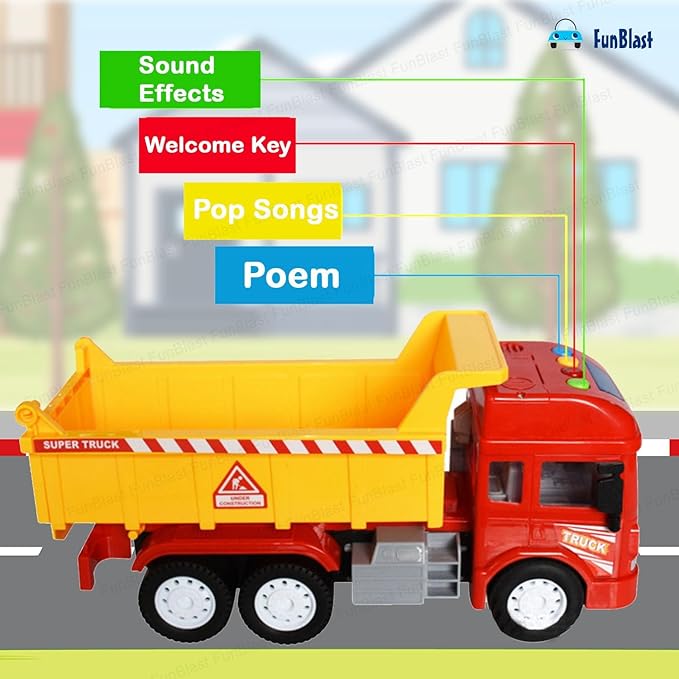 Dumper Truck Toy & Excavator Toy - 2 in 1 Dumper Truck and Excavator Toys for Kids Friction Power Toy Trucks for 3 Years Old Boys and Girls Light & Sound Toy for Kids (Multicolor)