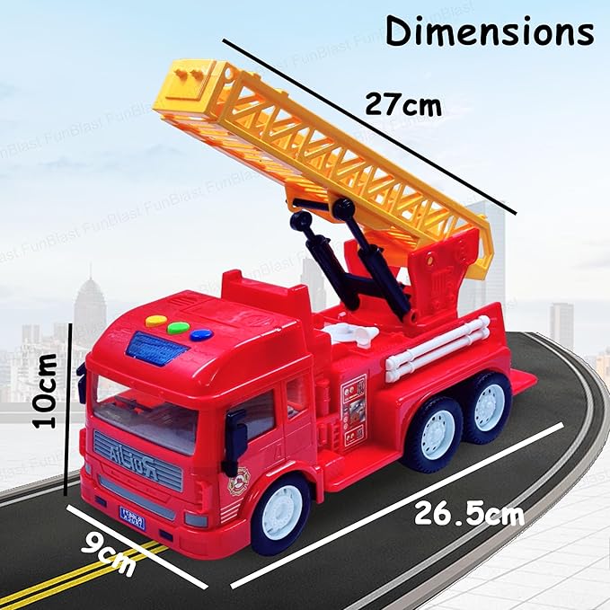 Pull Back Vehicles Fire Rescue Truck Toy Friction Power Trucks for 3 Years Old Boys and Girls Vehicles Truck Toys for Kids Light and Sound Toys - Multicolor