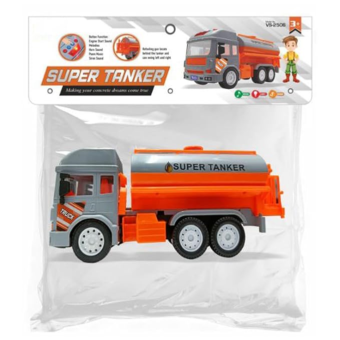 Super Tanker Truck Toy with Lights Sound and Pull Back Function Vehicle for Kids