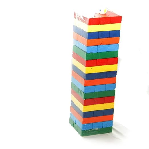 Colourful Wooden 54-Block Puzzle Game – Dice Play for Indoor or Outdoor Fun