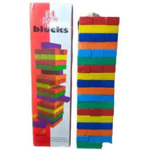 Colourful Wooden 54-Block Puzzle Game – Dice Play for Indoor or Outdoor Fun