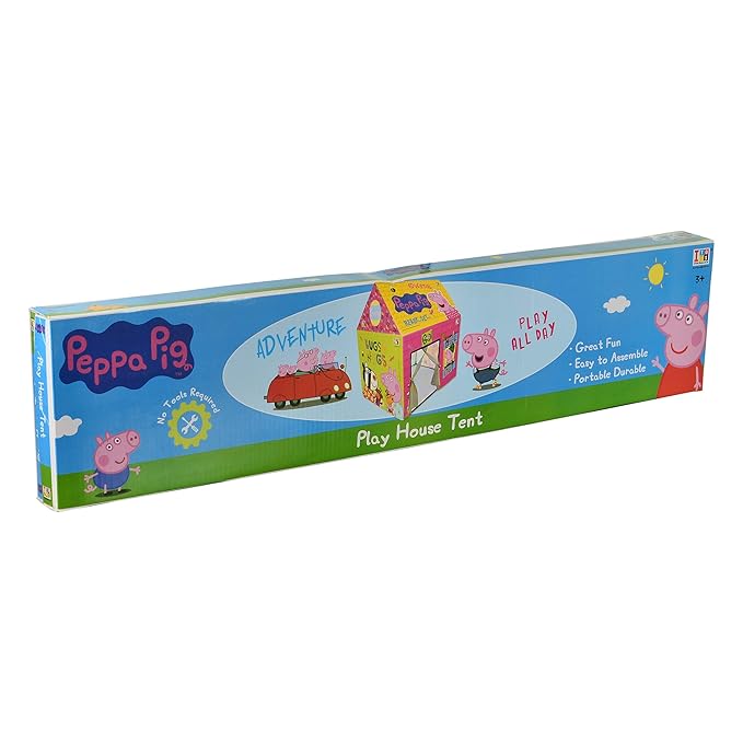 iToys Peppa Pig Kids Playhouse Tent with Bowling Set – Fun Pretend Play for Ages 3+