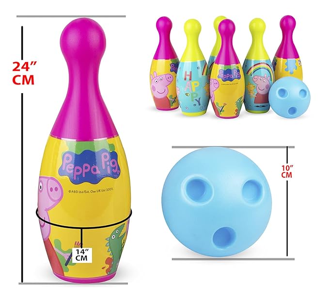 iToys Peppa Pig Kids Playhouse Tent with Bowling Set – Fun Pretend Play for Ages 3+