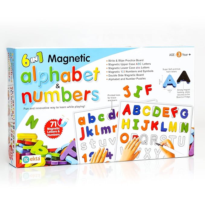 Ekta 6 in 1 Magnetic Alphabet & Numbers Game Learning & Educational Magnetic Board Game