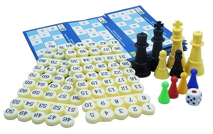 EKTA 4 in 1 Family Strategy Board Games Tambola Chess Ludo and Snakes & Ladders Educational Family Games Fun & Strategy Games Multicolor for 2 Years or Above