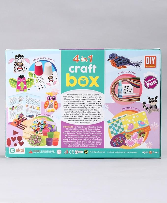 Ekta 4 in 1 Craft Box for Kids Craft Activity Game for Kids Exciting Game for Children -Multicolour
