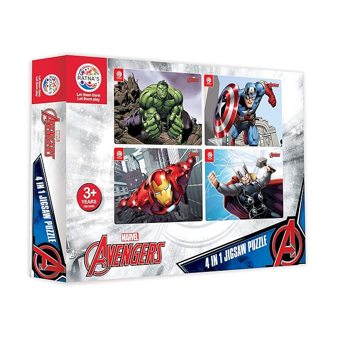 Ratna's 4 in 1 Disney Jigsaw Puzzle 140 Pieces for Kids. 4 Jigsaw Puzzles 35 Pieces Each (Avengers Solo)