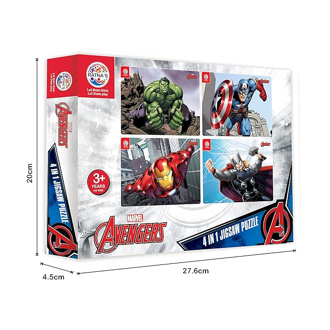 Ratna's 4 in 1 Disney Jigsaw Puzzle 140 Pieces for Kids. 4 Jigsaw Puzzles 35 Pieces Each (Avengers Solo)
