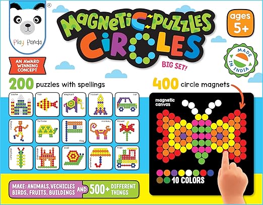 Magnetic Circle Puzzle Set – 400 Magnets, 200 Puzzles & Stand – Boys & Girls