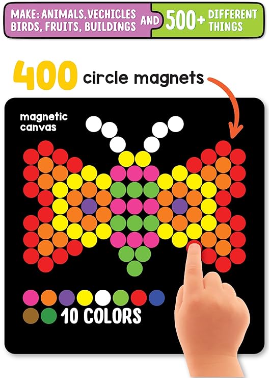 Magnetic Circle Puzzle Set – 400 Magnets, 200 Puzzles & Stand – Boys & Girls