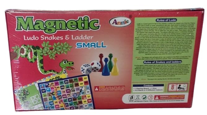 Magnetic Ludo & Snakes Ladder – Educational Family Board Game for Kids 8+ – Multi-Color