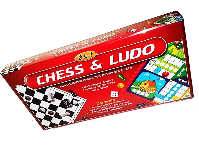 2-in-1 Chess & Ludo Junior – Classic Family Board Games Fun for Friends & Kids