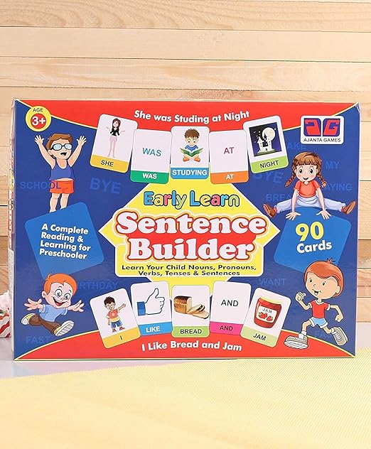 Maths & Sentence Builder – 90 Flash Cards for Preschool Learning & Word Play