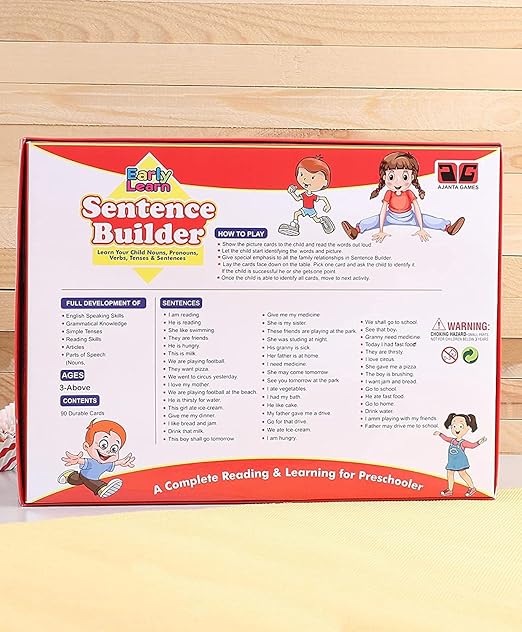 Maths & Sentence Builder – 90 Flash Cards for Preschool Learning & Word Play