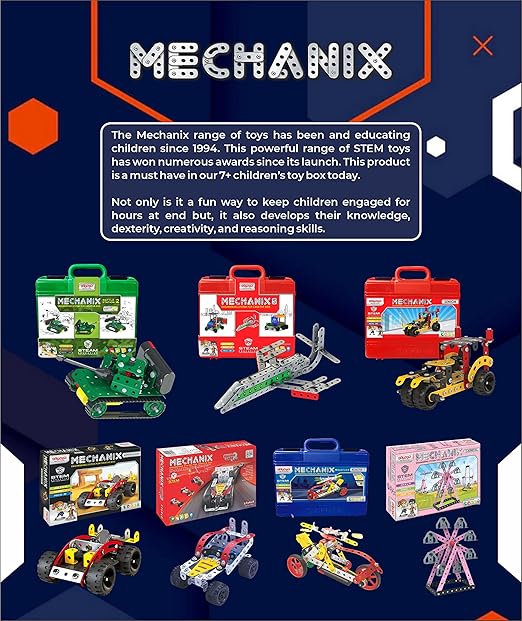 Mechanix Racing Cars Building and Construction Toy for Boys and Girls Age 7 yrs