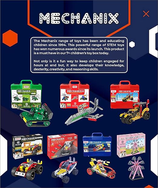Mechanix Racing Cars Building and Construction Toy for Boys and Girls Age 7 yrs