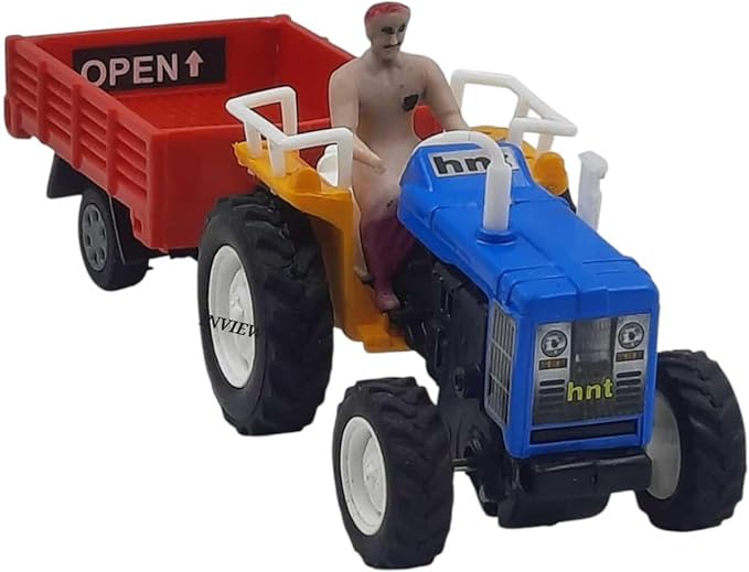 Centy Pull-Back Action Tractor Toy with Trolley Attachment