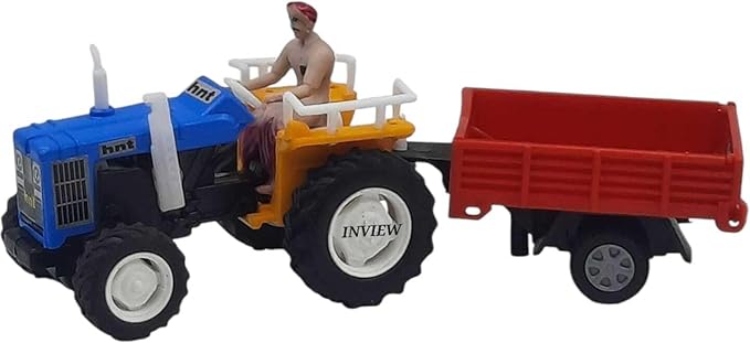 Centy Pull-Back Action Tractor Toy with Trolley Attachment