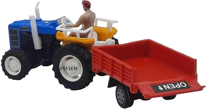 Centy Pull-Back Action Tractor Toy with Trolley Attachment