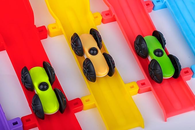 Kids Car Racing Ramp Track Set 10-Level Toy Car Racetrack with 6 Cars Multi-Color