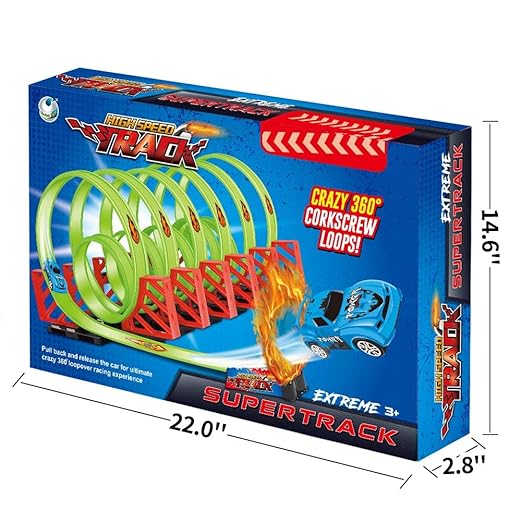 Track - Crazy 360 degree corkscrew loop track set for unlimited fun