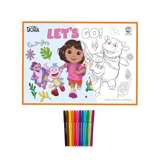 Ratna’s Dora Washable & Reusable Colouring Mat – STEAM Activity Kit Size 71x51cm for Kids 3+