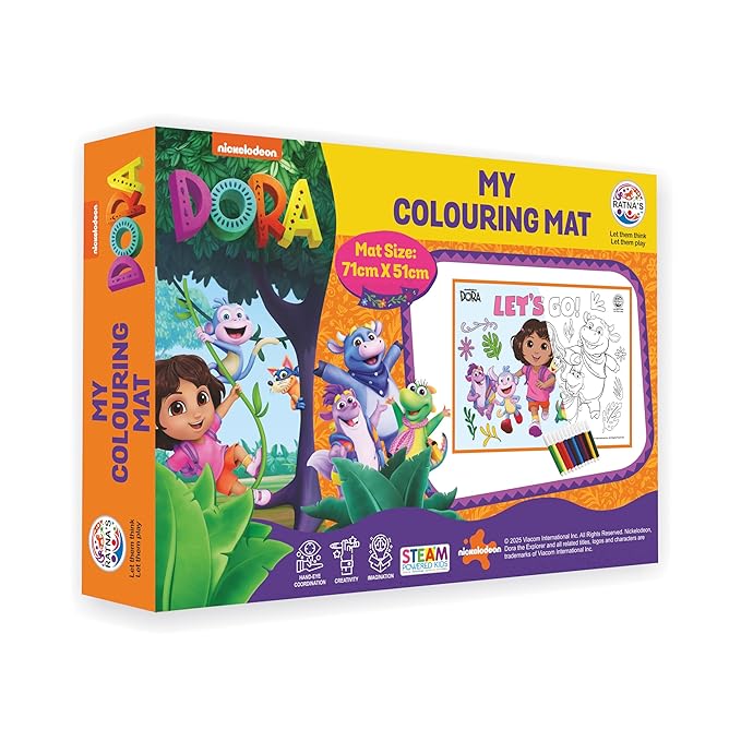 Ratna’s Dora Washable & Reusable Colouring Mat – STEAM Activity Kit Size 71x51cm for Kids 3+