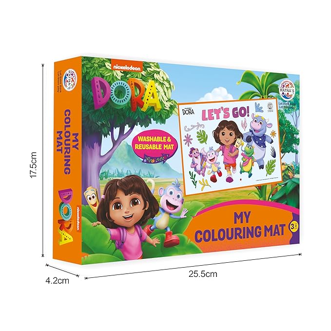 Ratna’s Dora Washable & Reusable Colouring Mat – STEAM Activity Kit Size 71x51cm for Kids 3+