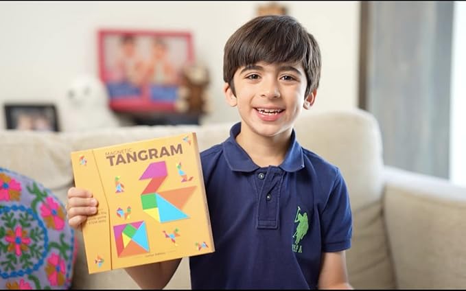 Magnetic Tangram Puzzle – Brain-Booster Educational Travel Toy for Kids 5+