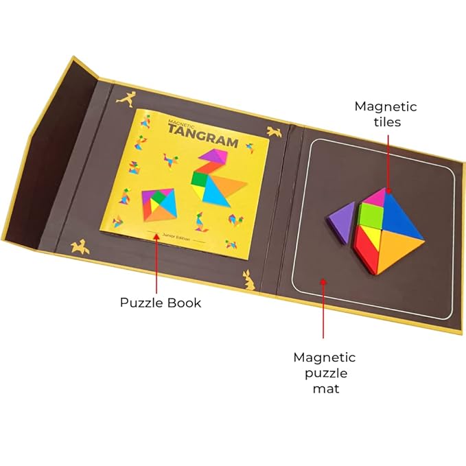 Magnetic Tangram Puzzle – Brain-Booster Educational Travel Toy for Kids 5+