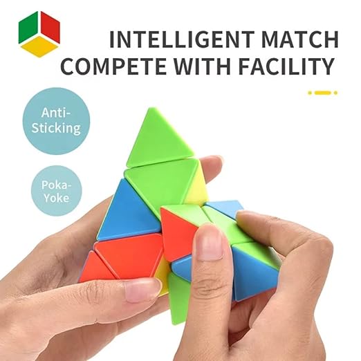3x3 Stickerless Pyramid Cube – High Speed Triangle Puzzle for Kids & Adults