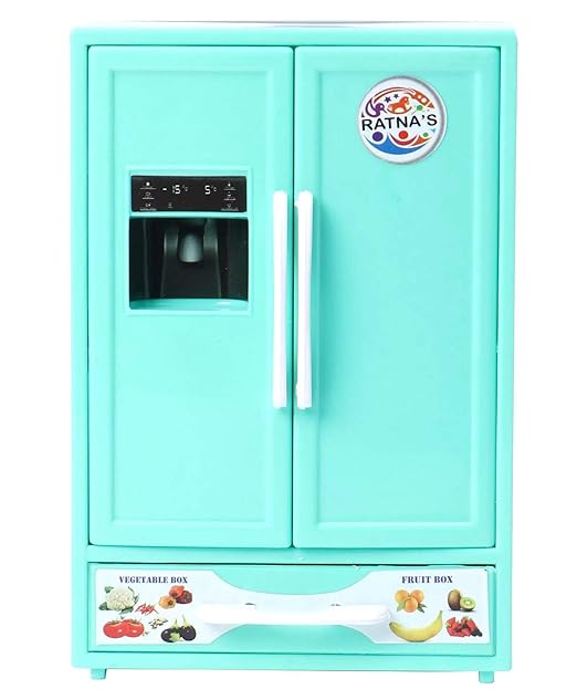 Ratna’s Plastic Mini Toy Refrigerator – Role Play Kitchen Appliance for Kids – Green