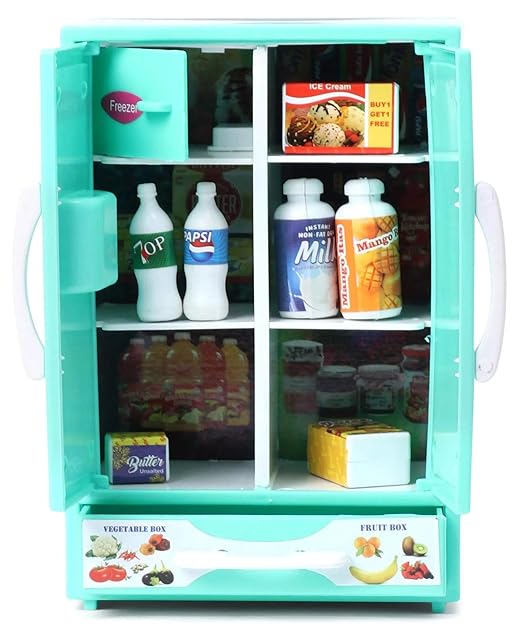 Ratna’s Plastic Mini Toy Refrigerator – Role Play Kitchen Appliance for Kids – Green