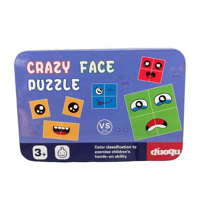 Face Changing Magic Cube – 16 Wooden Puzzles & 72 Cards Emoji Expression Game