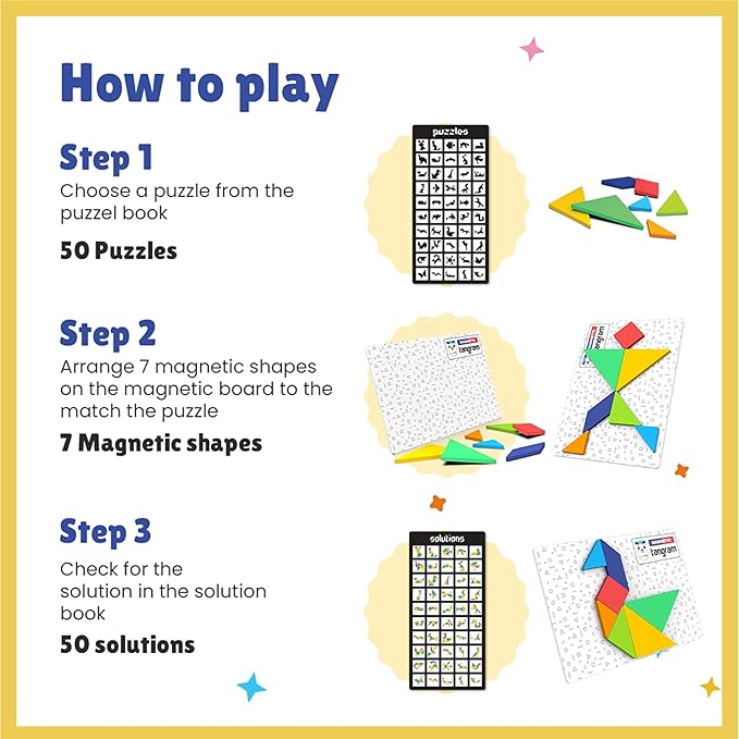 Magnetic Tangram – Human Figures 7-Pc Puzzle – Travel-Friendly Educational Toy