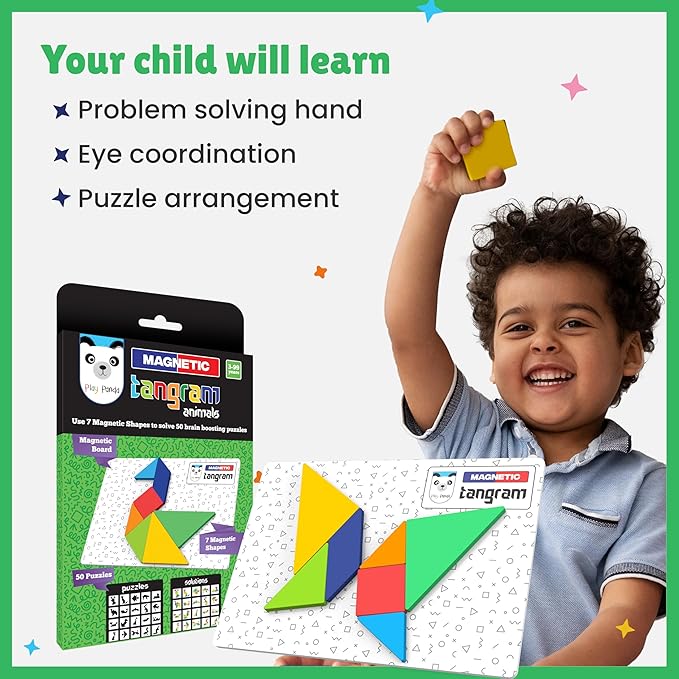 Magnetic Tangram – Animal Figures 7-Pc Puzzle – Travel-Friendly Educational Toy