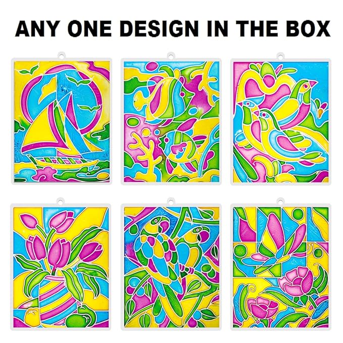 Window Art Glass Painting Kit – Paint Brush & 4 Colours Set – Kids Ages 3+