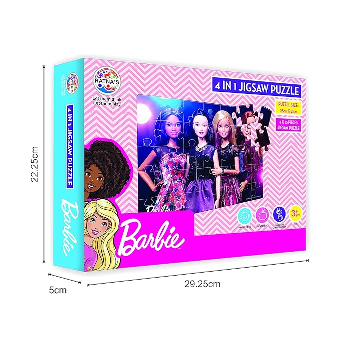 Ratna's Barbie Jigsaw 4 in 1. 4 Different Jumbo Jigsaw Puzzles for Girls